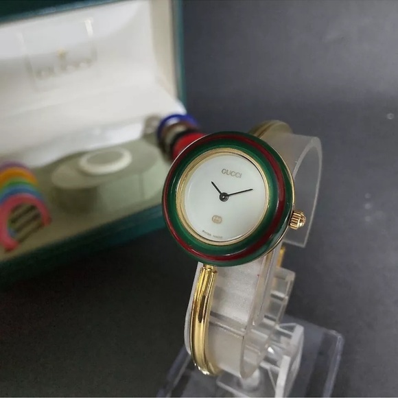 RARE 14k Gold Plated Beautiful 😍 Vintage GUCCI Collectors Watch Bracelet - Picture 5 of 10